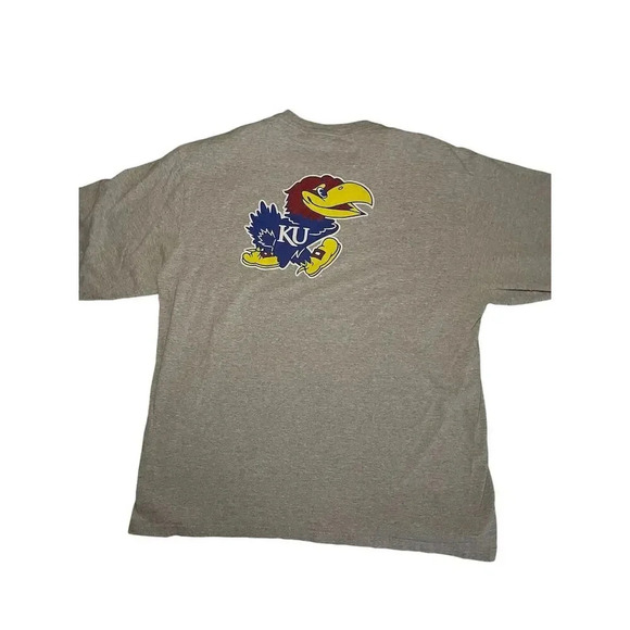 Adidas Kansas Jayhawks Men's Gray Graphic T-Shirt Size L Long Sleeve - Picture 6 of 6